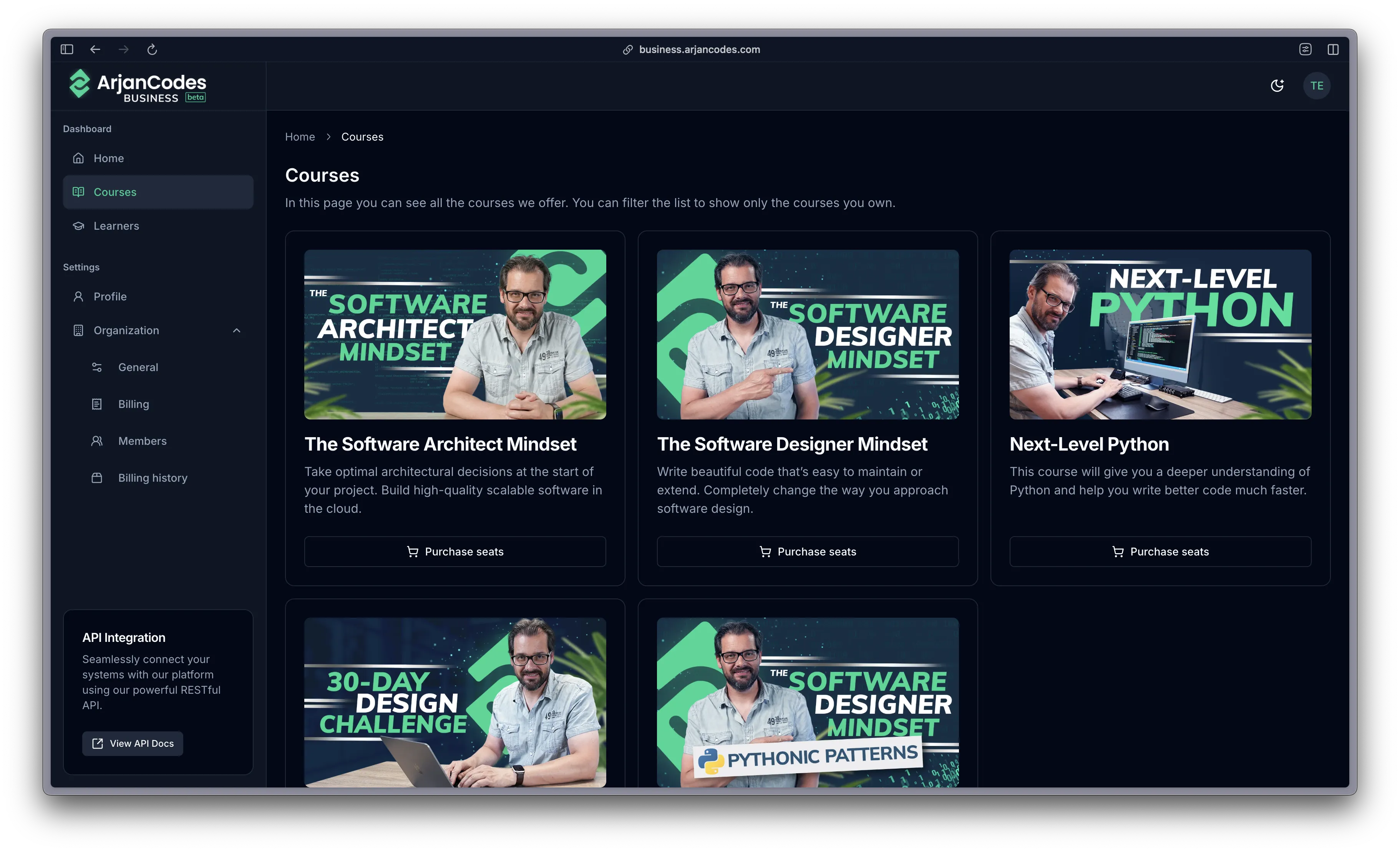ArjanCodes Business Portal