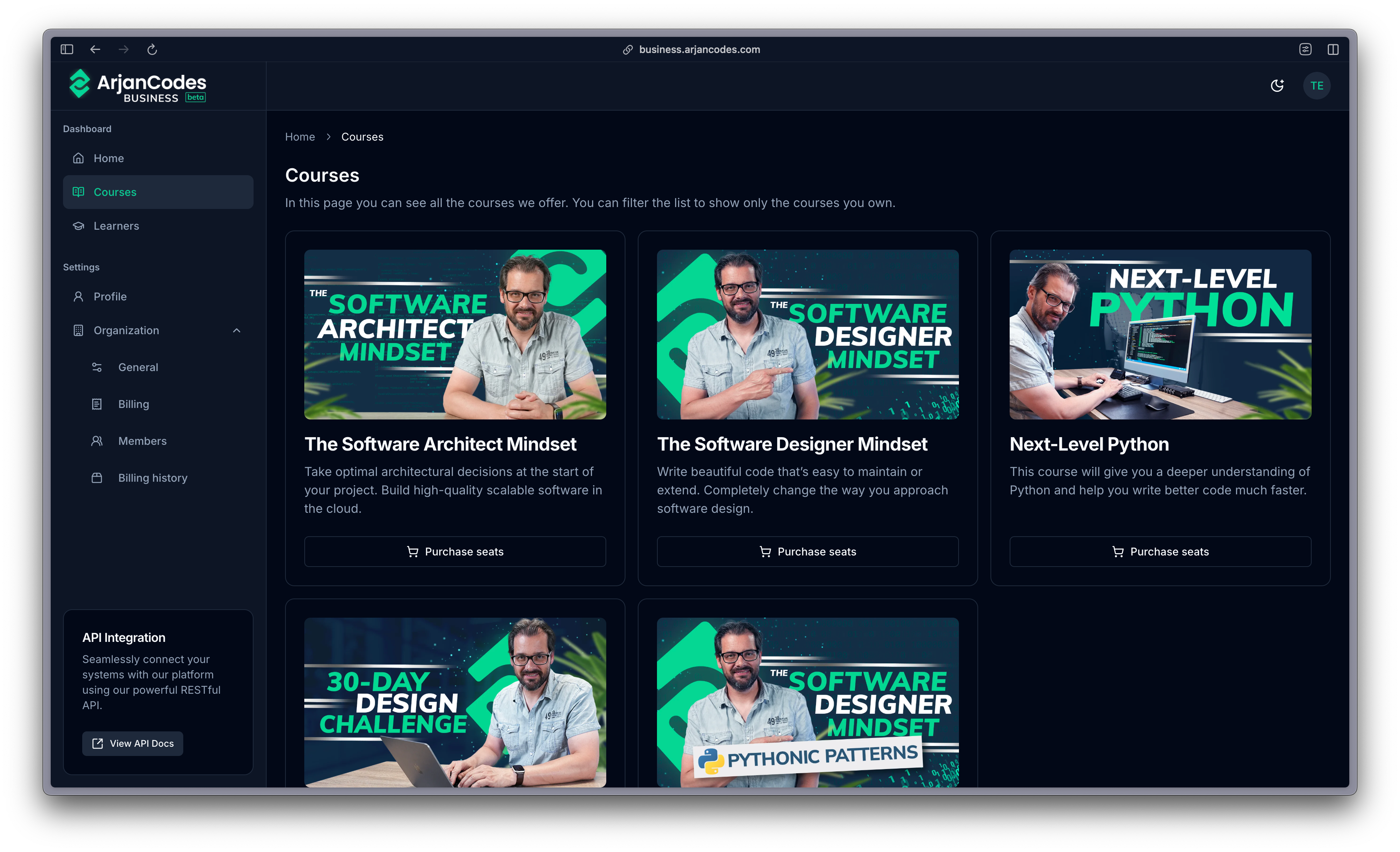 ArjanCodes Business Portal