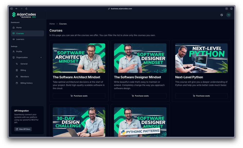 ArjanCodes Business Portal