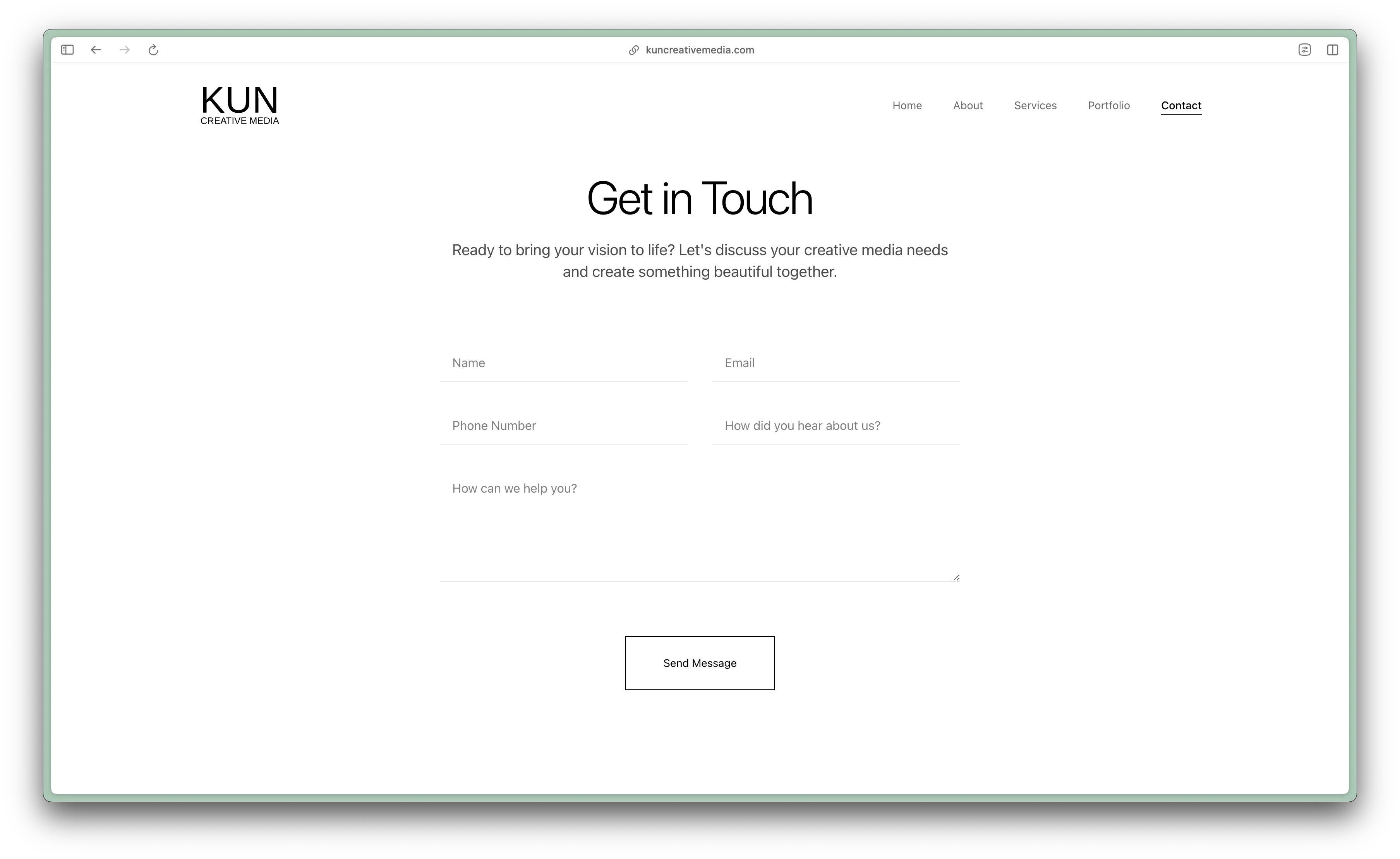 Kun Creative Media Contact Page