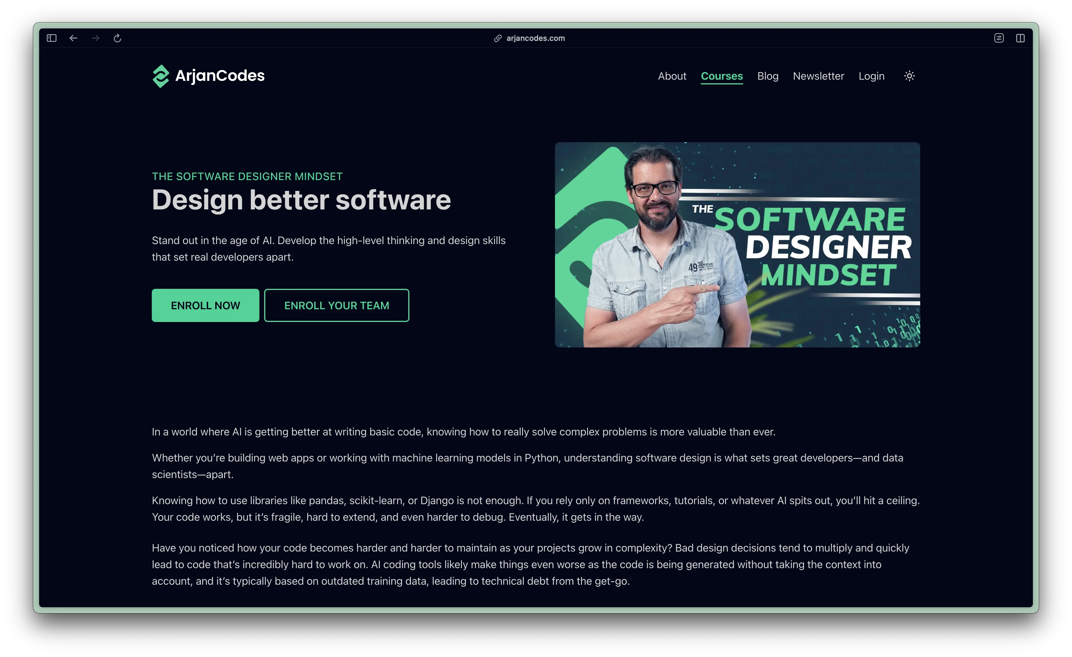 ArjanCodes Course Page