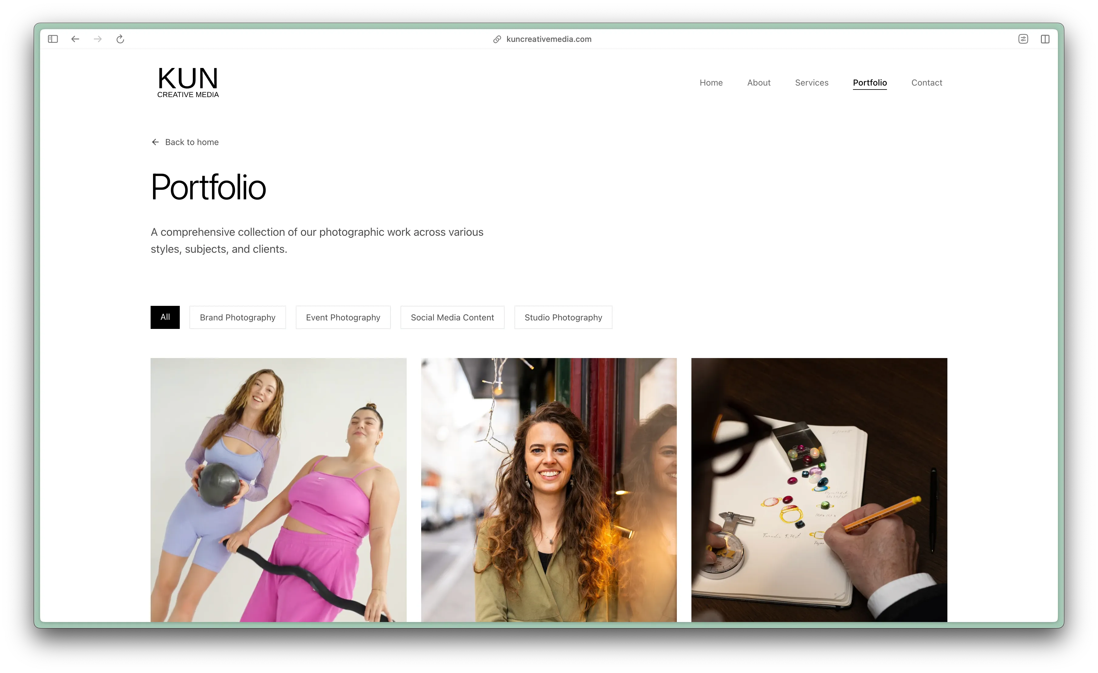Kun Creative Media Portfolio Page